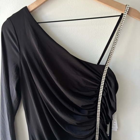 XSCAPE Rhinestone-Trim One-Shoulder Gown Sz 14 - Picture 6 of 11